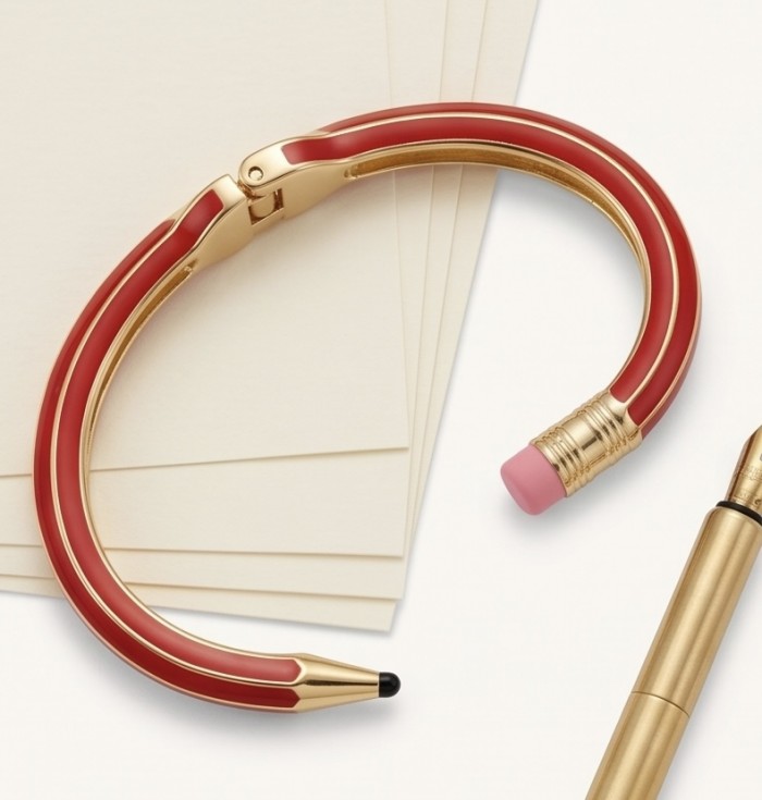 Pencil Enamel Hinge Bangle in Red Color Fashion Bracelet - photo 2
