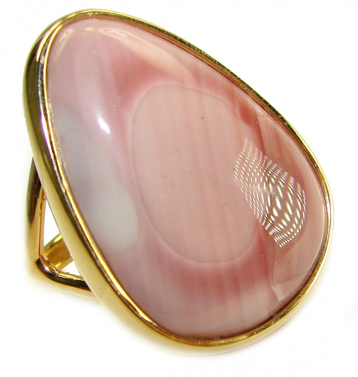 Genuine top quality Imperial Jasper 14K Gold over .925 Sterling Silver handcrafted ring s. 9 1/4 - Imperial Jasper ring in 14K gold over silver, stone close-up view.