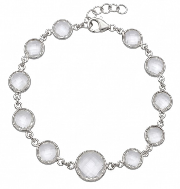 Authentic 22.5 carat Brazilian Rose Quartz .925 Sterling Silver handmade Bracelet - Silver bracelet with Brazilian Rose Quartz, top view.
