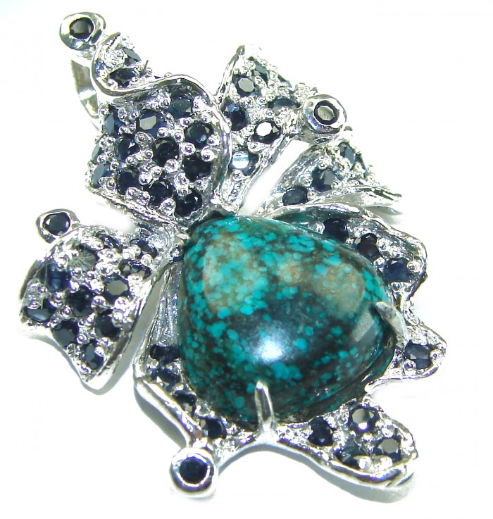 Great Beauty Azurite .925 Sterling Silver handcrafted Pendant - photo 3