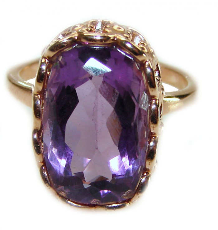 Dramatic design 11.8 carat Amethyst 14K Gold over .925 Sterling Silver Handcrafted Ring size 9 - photo 2