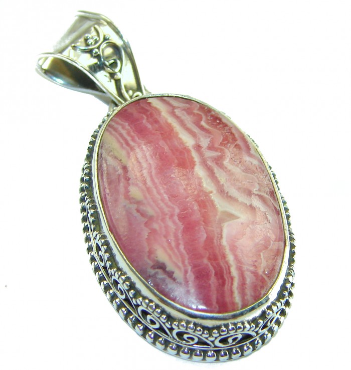 Genuine Argentinian Rhodochrosite .925 Sterling Silver handmade Pendant - photo 2