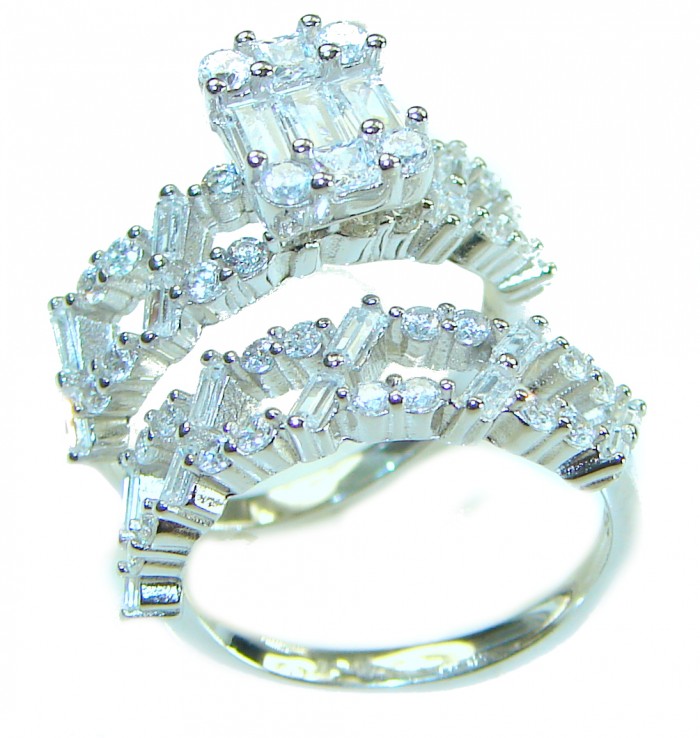 8.8 carat White Topaz .925 Sterling Silver brilliantly handcrafted stack ring s. 5 - Close-up of 8.8 carat white topaz sterling silver rings