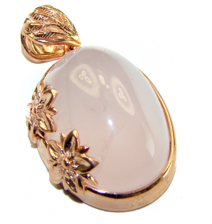 Vintage Beauty quality Rose Quartz 14K Gold over .925 Sterling Silver handmade Pendant - photo 3