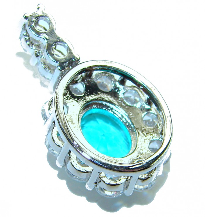 Divine Beauty 8.5 carat Aquamarine .925 Sterling Silver handcrafted pendant - Aquamarine pendant stone close-up, .925 silver setting detail.