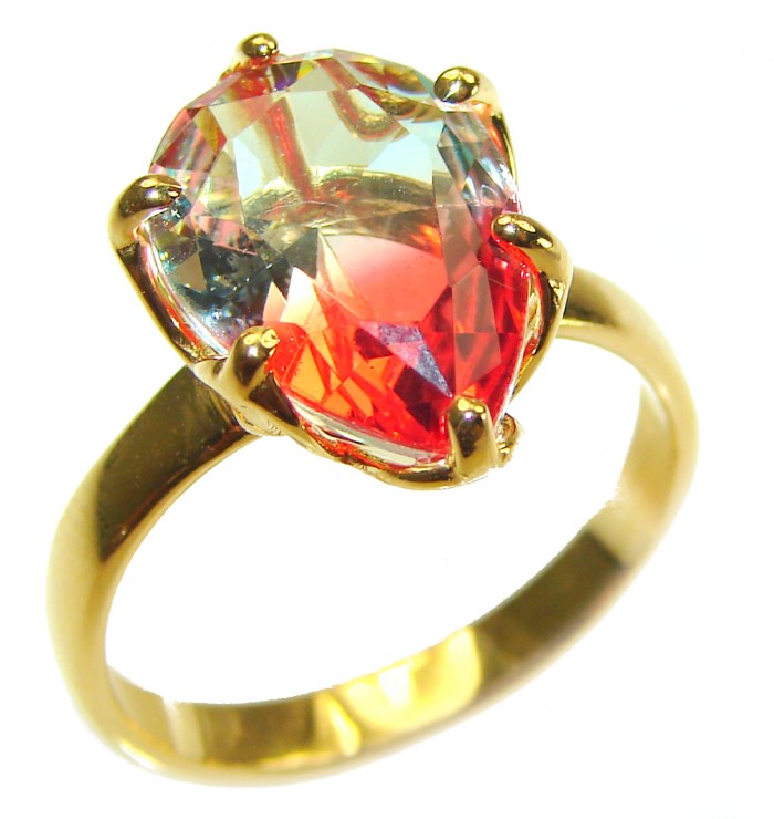 Brazilian Tourmaline 14K Gold over .925 Sterling Silver Perfectly handcrafted Ring s. 8 - photo 3