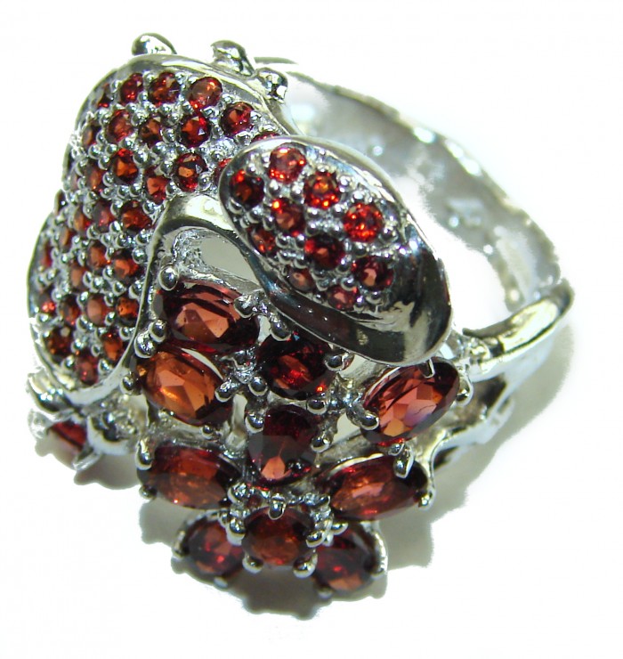 Large Authentic Garnet .925 Sterling Silver handcrafted Ring size 9 - photo 1