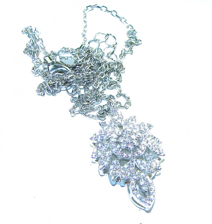 White Snake genuine 8.1 carat White Sapphire .925 Sterling Silver handmade necklace - photo 3