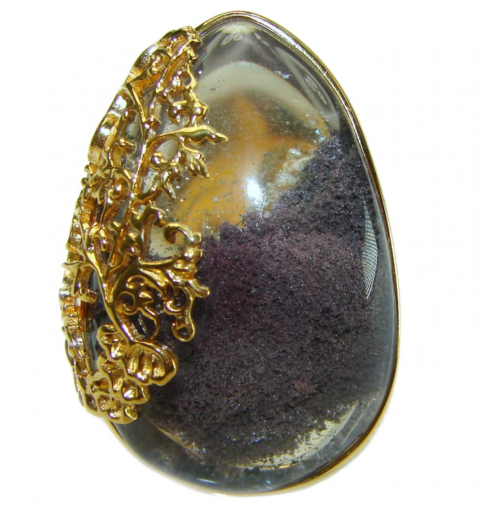 Huge Magic genuine Phantom Quartz 18K Gold over .925 Sterling Silver handmade Cocktail Ring s. 7 - photo 4