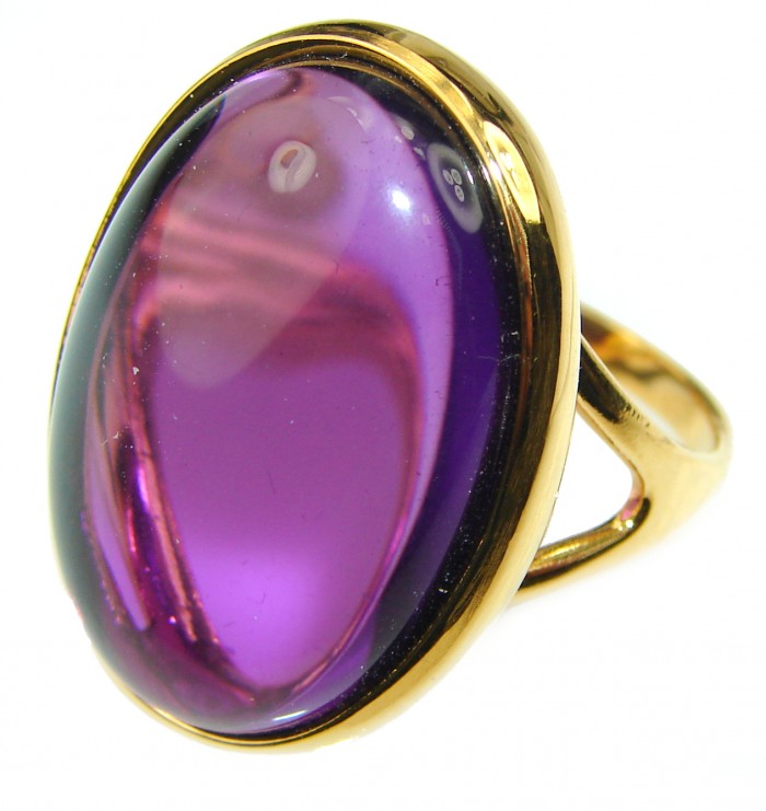 Spectacular Amethyst 14K Gold vermeil .925 Sterling Silver Handcrafted Large Ring size 6 3/4 - photo 2