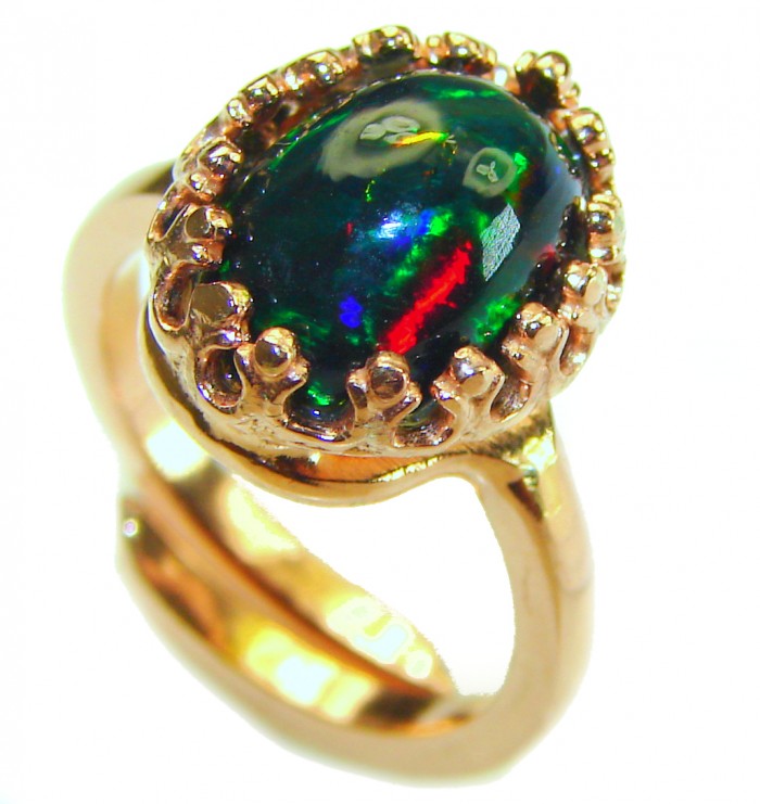 Other Galaxy Genuine 8.5 carat Black Opal 18K Gold over .925 Sterling Silver handmade Ring size 6 adjustable - photo 2