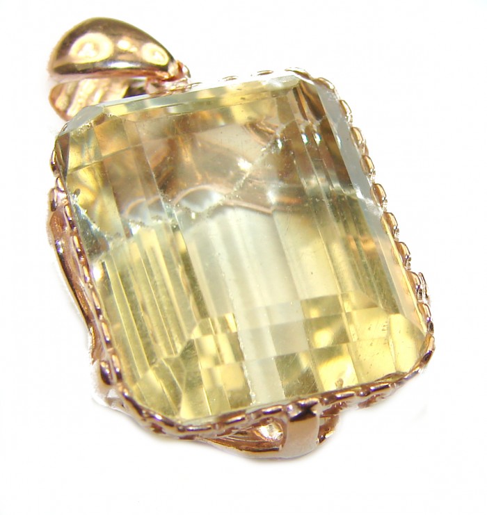 14.3 carat Lemon Quartz 14K Gold over .925 Sterling Silver handcrafted pendant - photo 3