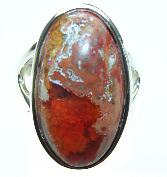Bonefire Night best quality 11.5 carat Mexican Opal .925 Sterling Silver handmade ring 8 - photo 2