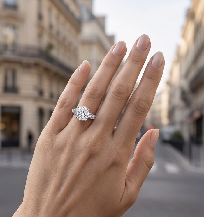 Perfection Round cut 11.2 carat White Topaz rhodium over .925 Silver handcrafted Cocktail Ring s. 7 1/4 - Worn on hand showcasing Perfection Round 11.2 carat White Topaz ring