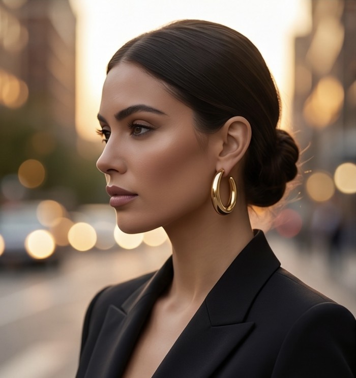 Classy Gold handmade Hoop Earrings - photo 1