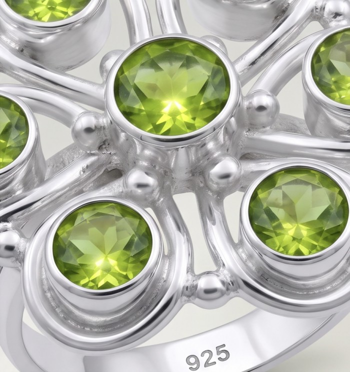 Garden 3.9 carat authentic Himalayan Peridot Silver Handcrafted Statement Ring size 7 - photo 3