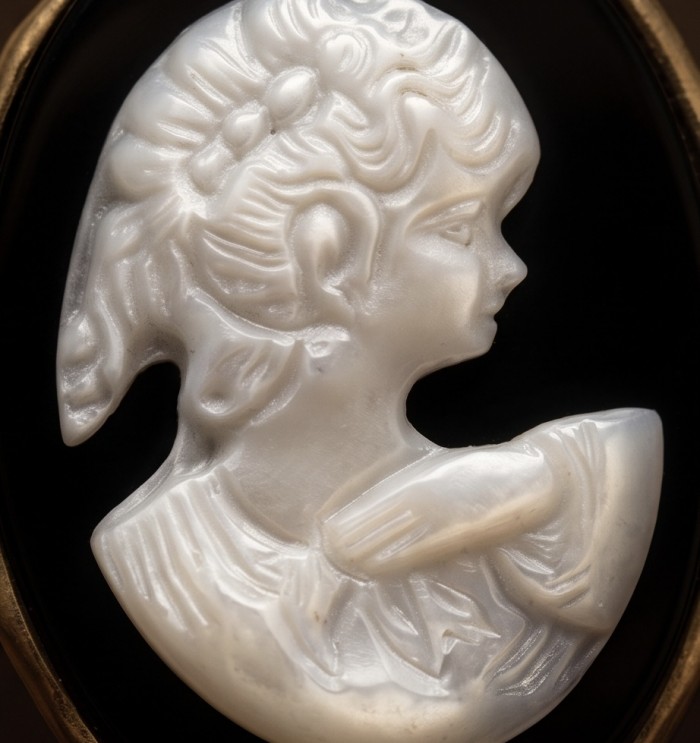 Exquisite Cameo 2 tones .925 Sterling Silver handcrafted Made in Italy Statement ring; s. 8 1/2 - Close-up of intricate two-tone cameo design in sterling silver.