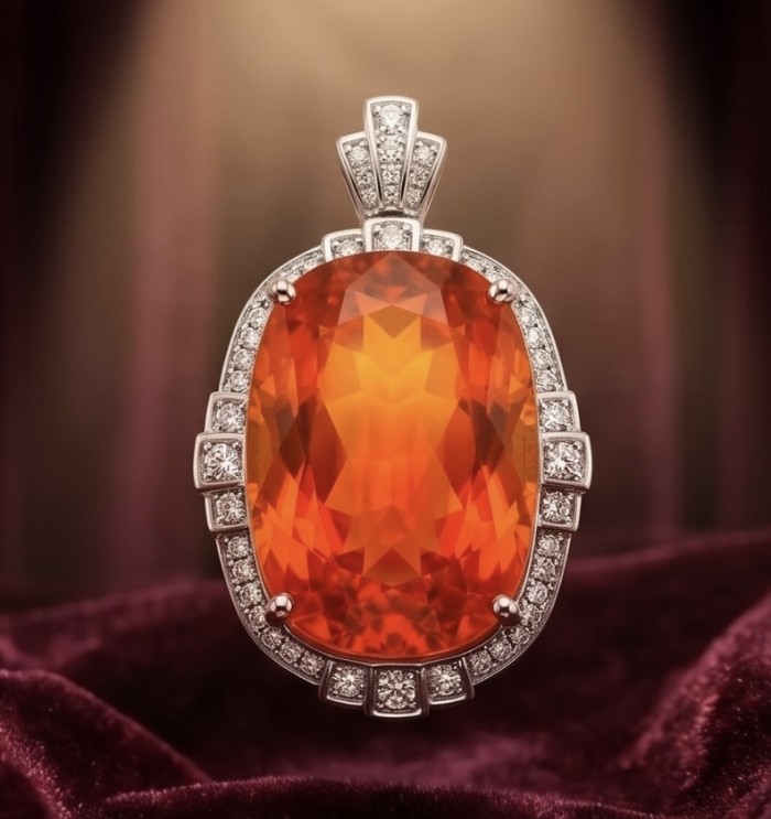 Vivid Energy 36.4 ctw Red Topaz .925 Sterling Silver handcrafted Statement Pendant - photo 7