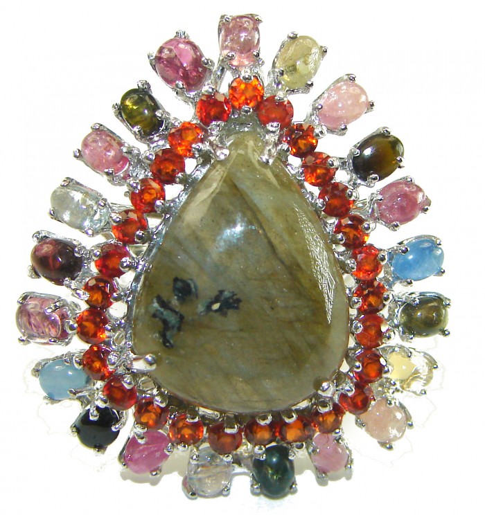 Brazilian Green Tourmaline .925 Sterling Silver Perfectly handcrafted Ring s. 7 1/2 - photo 3