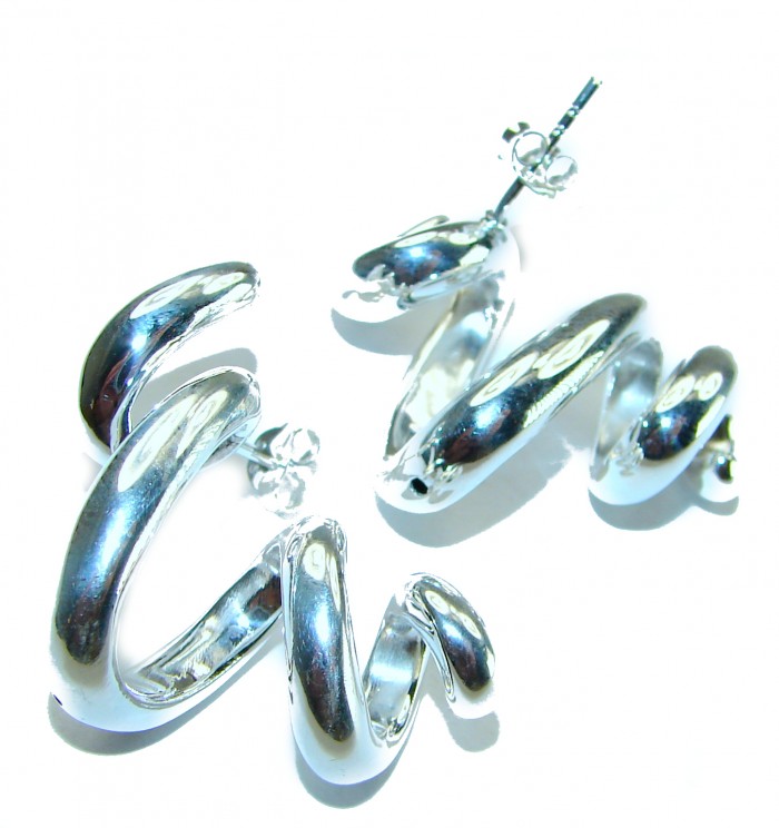 Snakes Italy made .925 Sterling Silver handcrafted Earrings - photo 1