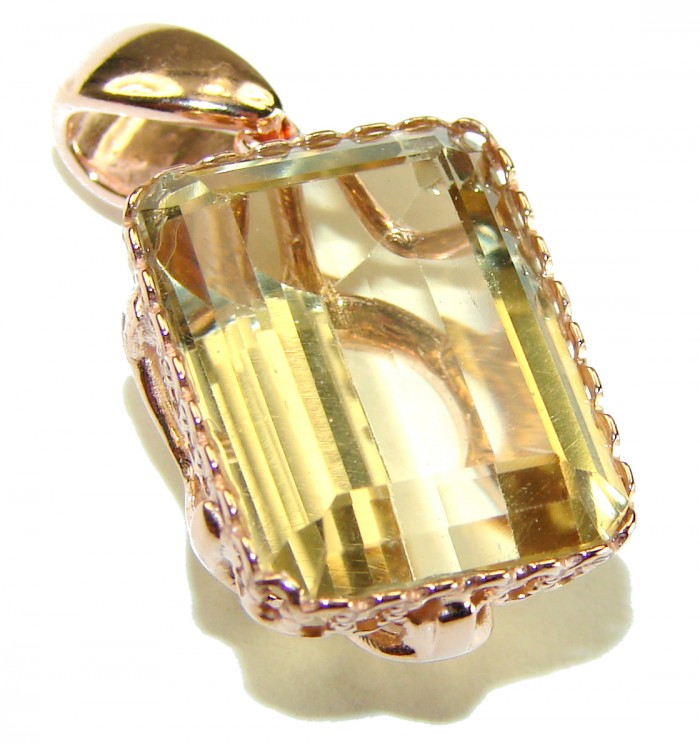 10.3 carat Lemon Quartz 14K Rose Gold over .925 Sterling Silver handcrafted pendant - photo 2