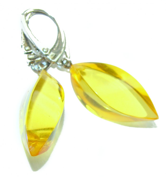 Faceted authentic 22.2 carat Golden Baltic Amber .925 Sterling Silver Earrings - photo 3