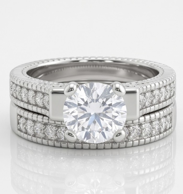 Aphrodite - 4.8 carat White Topaz Silver tone handcrafted stack up ring size 9 - photo 4