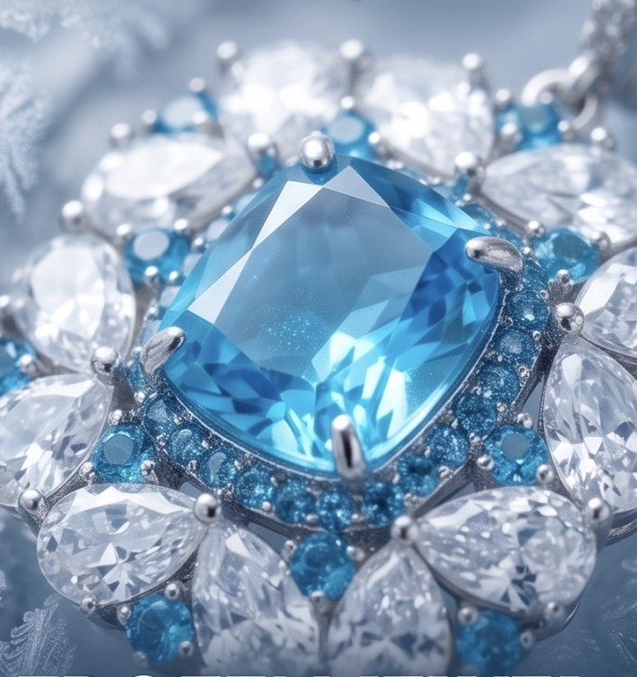 Atlantica 25.7 carat Swiss Blue Topaz .925 Sterling Silver Handcrafted Statement earrings - Stone close-up of Atlantica 25.7 carat Swiss Blue Topaz jewelry piece.