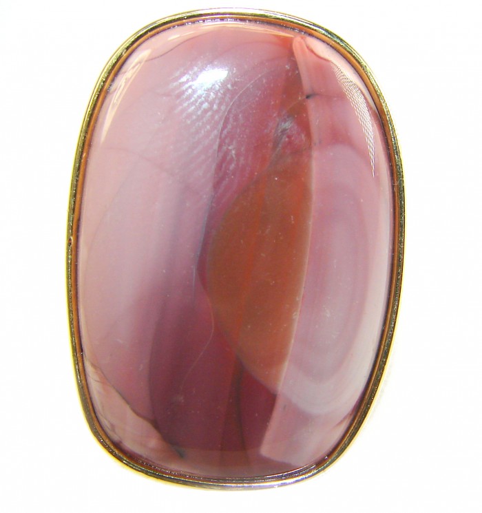 Genuine Imperial Jasper 14K Gold over .925 Sterling Silver handcrafted ring s. 7 - Stone close-up of Imperial Jasper in 14K Gold over Sterling Silver setting.