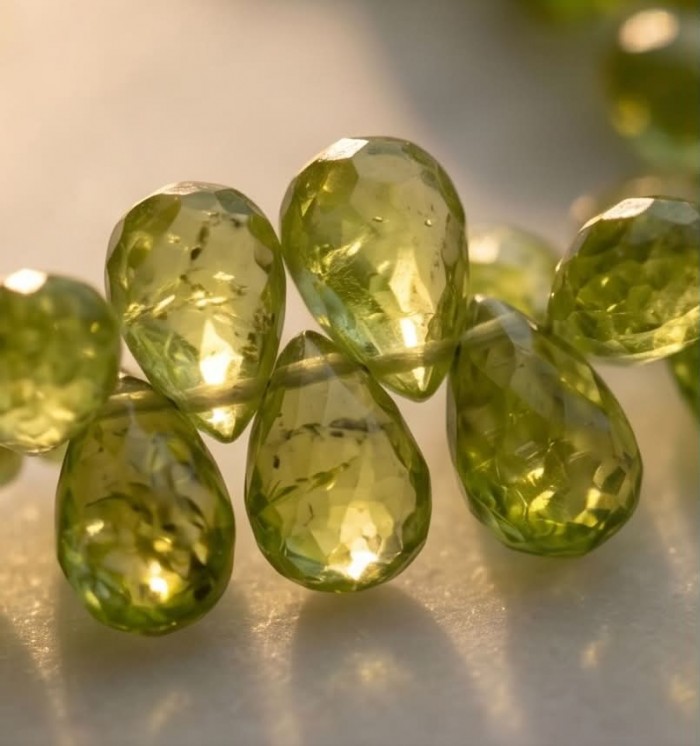 Melissa - Great Masterpiece 55.7 carat genuine Brazilian Peridot .925 Sterling Silver handmade Statement necklace - Stone close-up of Melissa 55.7 carat genuine Brazilian Peridot necklace.