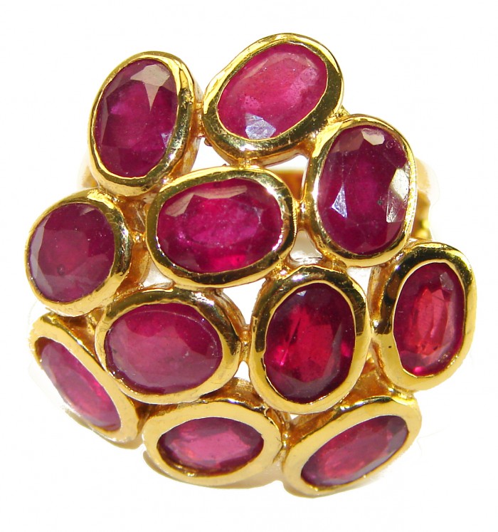 The Crimson Flame 33.5 CARAT Ruby 24K Gold over .925 Sterling Silver handcrafted Ring Statement Ring s. 7 3/4 - photo 4