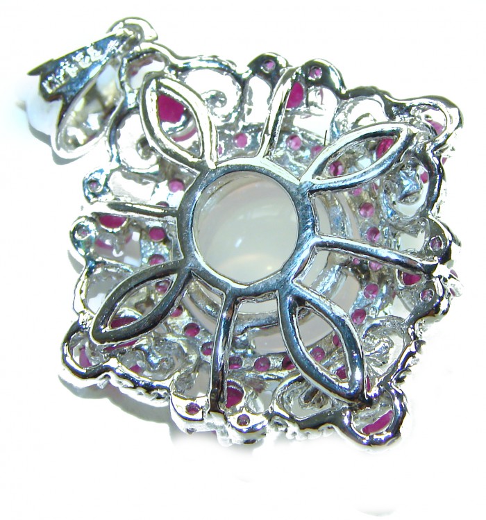Pink Majesty Authentic 14.5 carat Brazilian Rose Quartz Ruby .925 Sterling Silver incredible Ring - photo 1