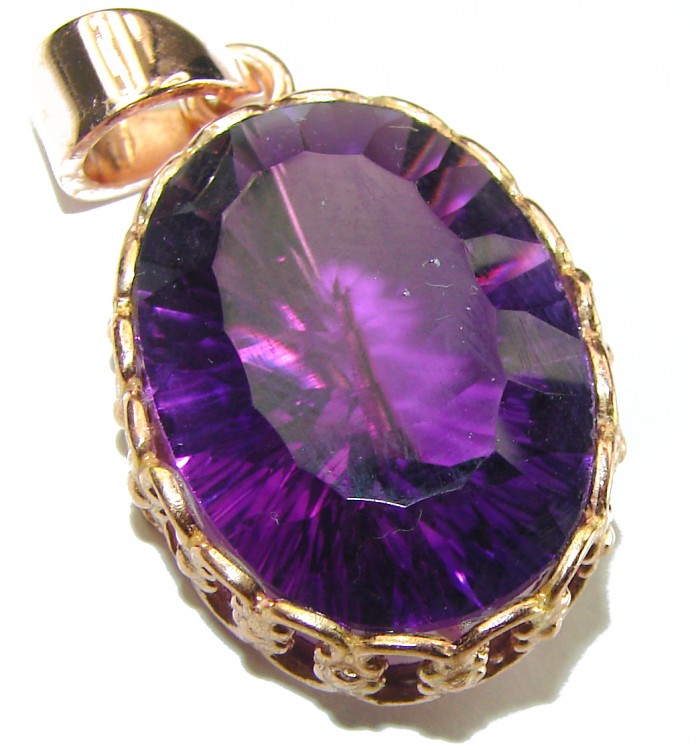 18.6 carat Perfect faceted Amethyst .925 Sterling Silver handcrafted Pendant - photo 1