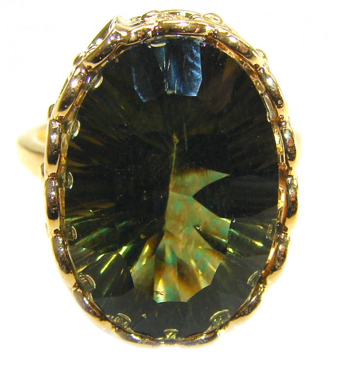 Timless Beauty 12.5 carat Helenite 14K Gold over .925 Sterling Silver handmade Ring s. 7 3/4 - photo 2