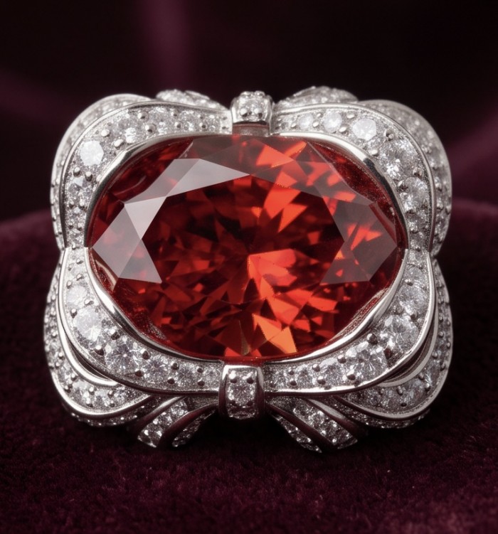 Rose Garden - Victorian style - 22.5 carat Ruby .925 Sterling Silver handcrafted Brooch - Close-up of Rose Garden Victorian-style 22.5 carat ruby in sterling silver.