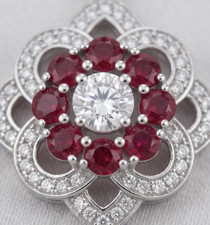 Giovanna - 4.5 carat Ruby .925 Sterling Silver handcrafted incredible earrings - photo 3