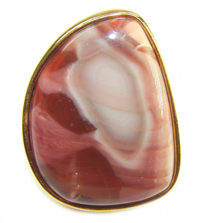 Genuine Imperial Jasper 14K Gold over .925 Sterling Silver handcrafted ring s. 6 3/4 - Imperial Jasper stone close-up in 14K Gold over Sterling Silver setting
