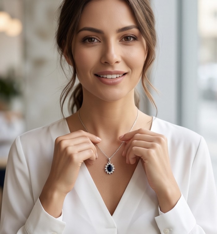 Pacifica 4.5 carat Topaz Silver Handcrafted necklace - photo 1
