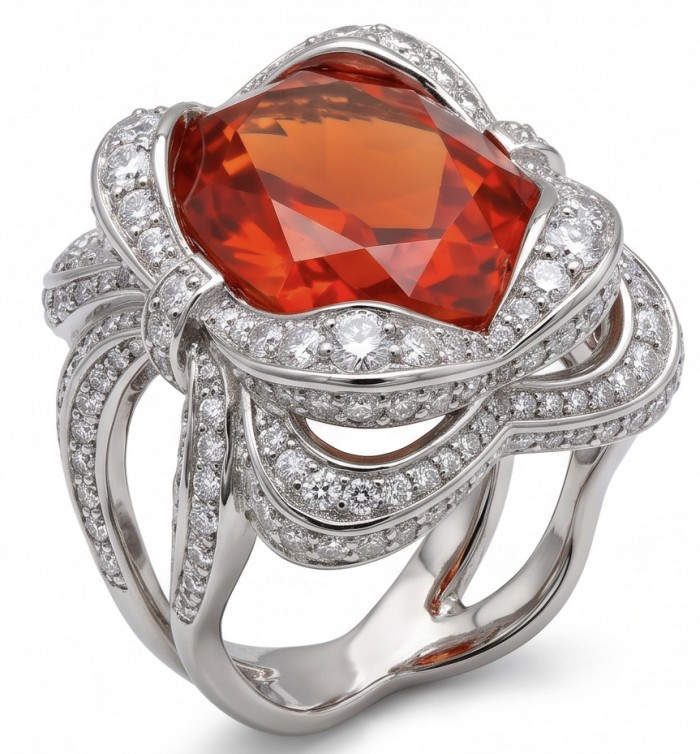 Royal Red 25.7 ctw oval cut Mozambique Ruby .925 Sterling Silver handcrafted Statement Ring size 7 3/4 - Close-up of Royal Red Mozambique Ruby ring in .925 Sterling Silver