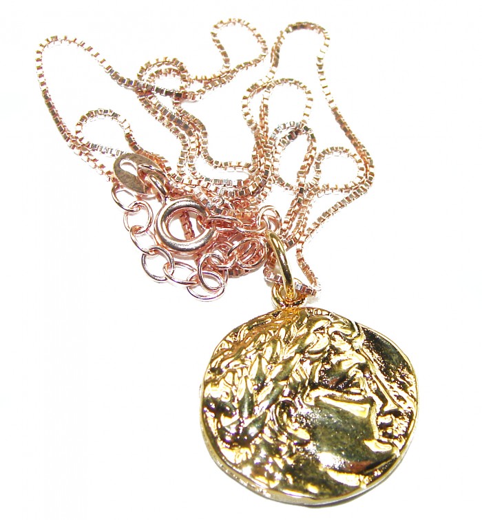 Ave Caesar - Vintage Style Coin .925 Sterling silver and plated with 14K Gold handcrafted necklace - photo 3