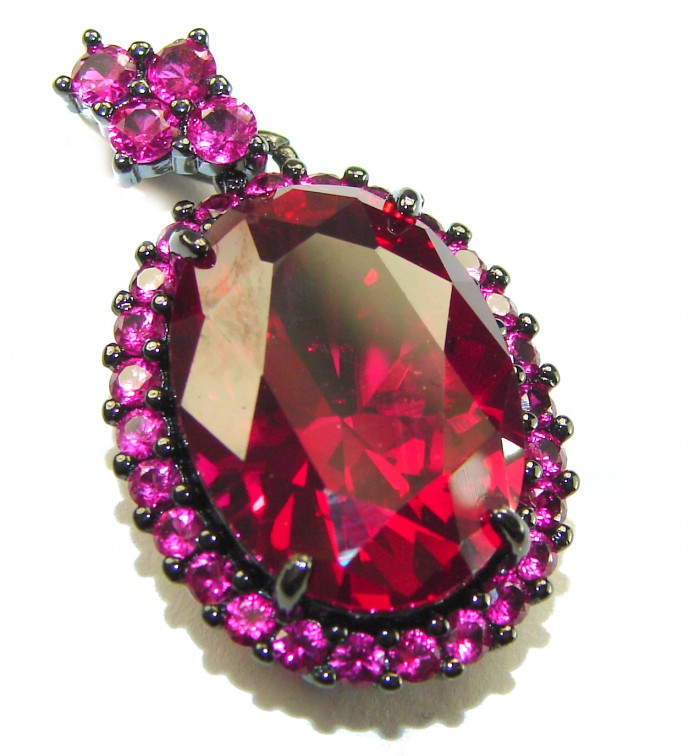 Matilde- Natural 17.8 carat Mozambique Garnet BLACK RHODIUM .925 Sterling Silver Handcrafted pendant - photo 4