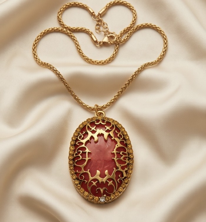 Summer Sublime natural Red resin handmade FASHION Necklace - photo 4
