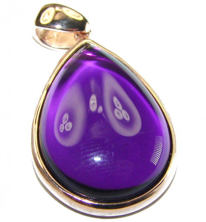 Vintage Design Amethyst 14K Rose Gold over .925 Sterling Silver handcrafted Pendant - photo 1