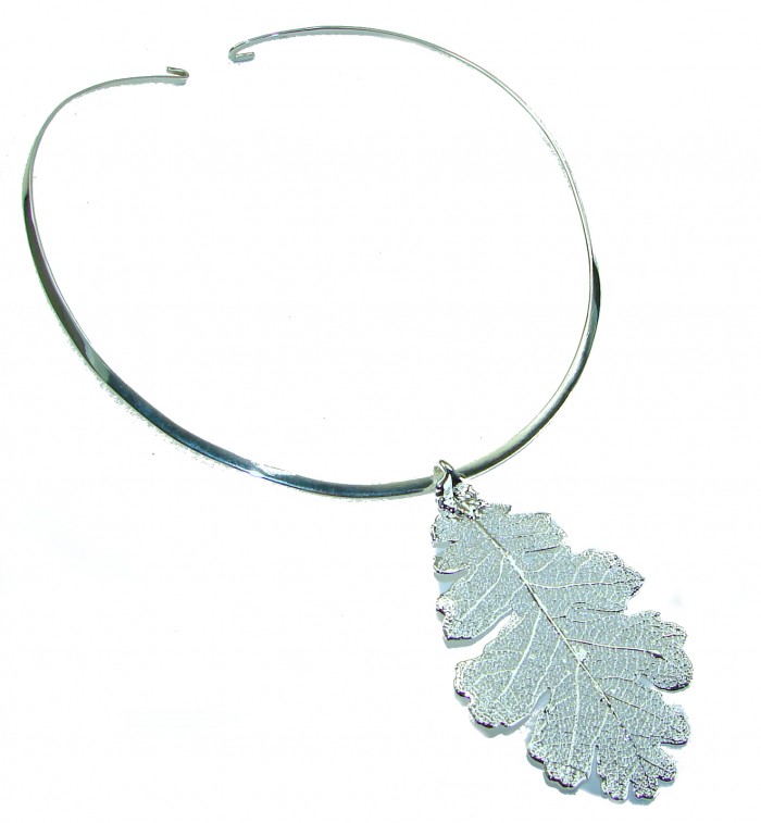Real Leaf dipped in real .925 Sterling Silver handmade handcrafted Necklace - photo 3
