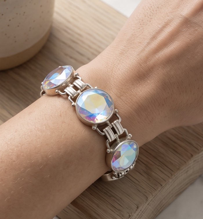 Statement Authentic 145.8 carat Mystic Topaz Silver handmade Bracelet - photo 1