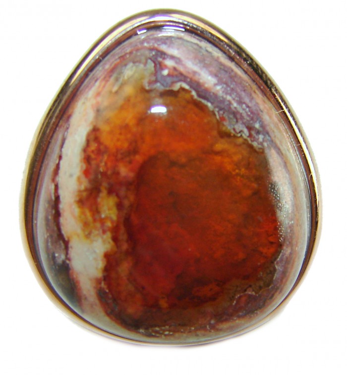 Queen of Fire best quality 24.4 carat Mexican Opal 14K Rose Gold over .925 Sterling Silver handmade ring 6 - photo 2