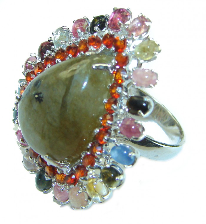 Brazilian Green Tourmaline .925 Sterling Silver Perfectly handcrafted Ring s. 7 1/2 - photo 1