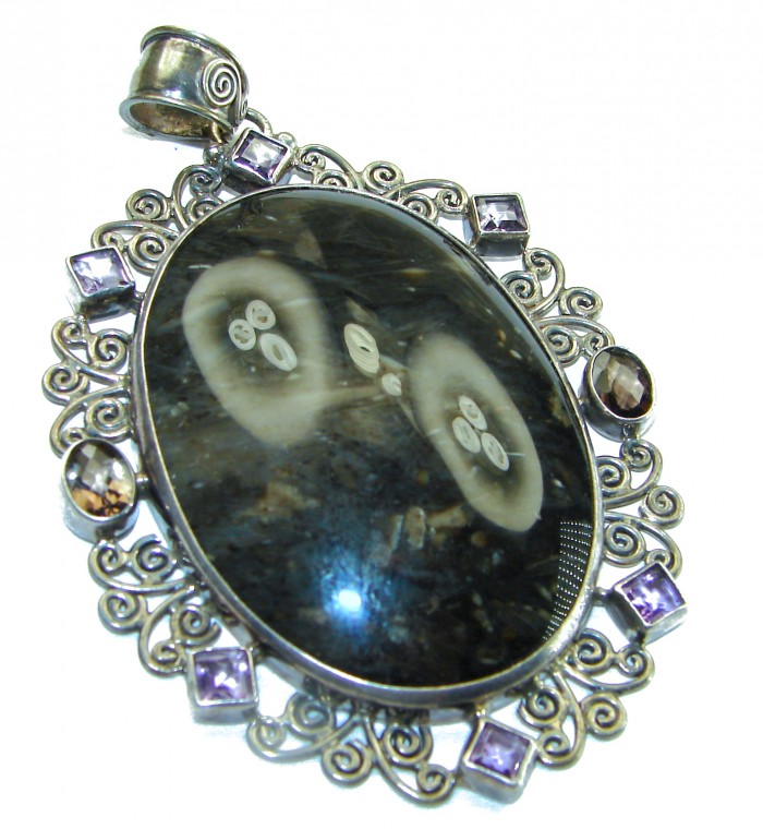 Genuine large Silky Black Pietersite .925 Sterling Silver handmade pendant - photo 2