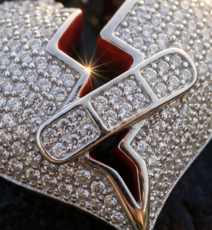 Healing Heart Luxurious 8.4 carat White Topaz .925 Sterling Silver handcrafted pendant - Close-up of Healing Heart white topaz pendant with sterling silver.