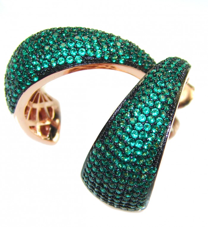 Truly Spectacular Emerald 14K Rose Gold over .925 Sterling Silver handmade Earrings - photo 2